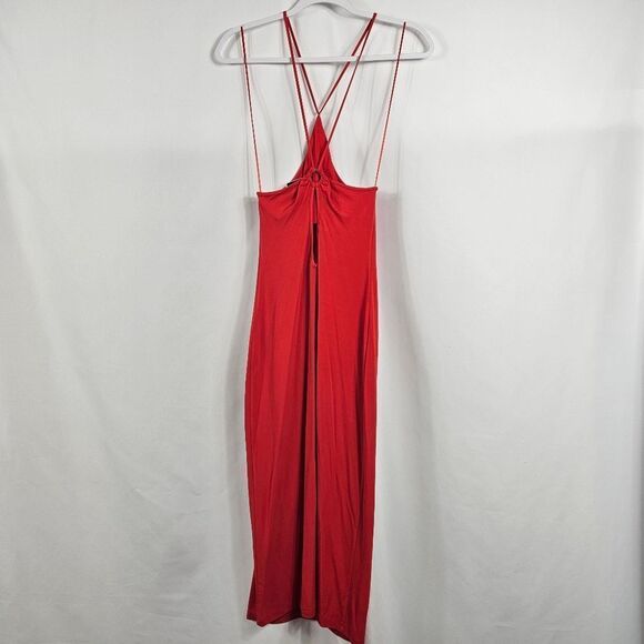 Fleur Du Mal High Neck Halter Slip Dress in Red - Size M - Picture 8 of 11